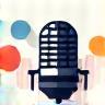 Microphone icon with speech bubbles.