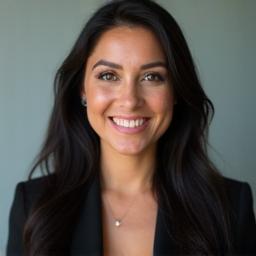 Professional headshot of Camila Pereira, a woman with long dark hair, smiling.